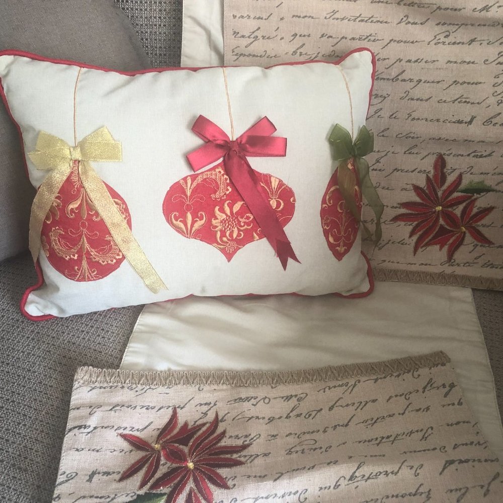 Christmas Holiday Pillow AND Table Runner